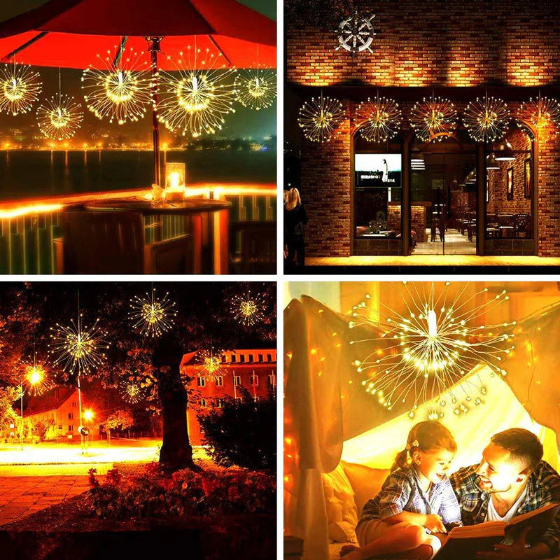 5pcs Solar Powered Hanging Fireworks Lights