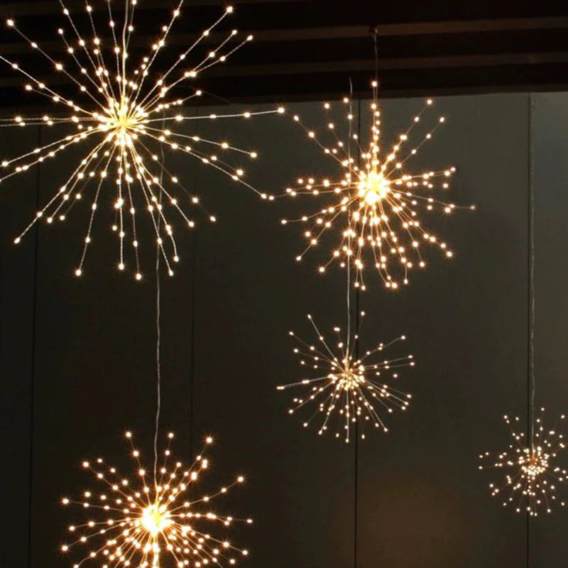 5pcs Solar Powered Hanging Fireworks Lights