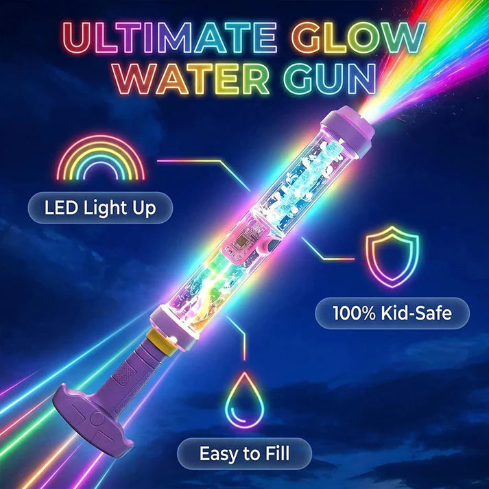 LED water gun with pump mechanism that glows in the dark