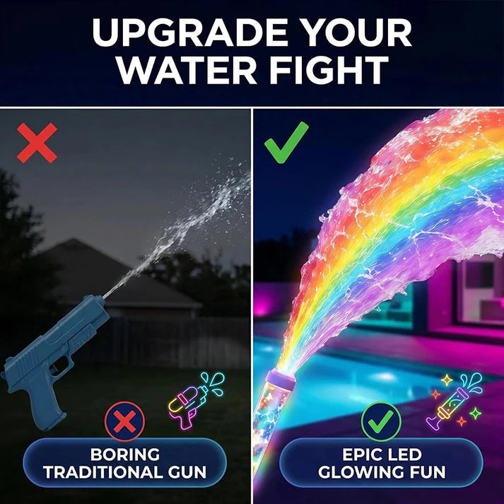 LED water gun with pump mechanism that glows in the dark