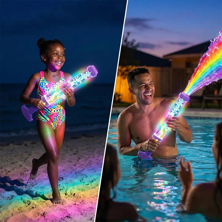 LED water gun with pump mechanism that glows in the dark
