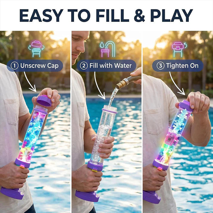 LED water gun with pump mechanism that glows in the dark